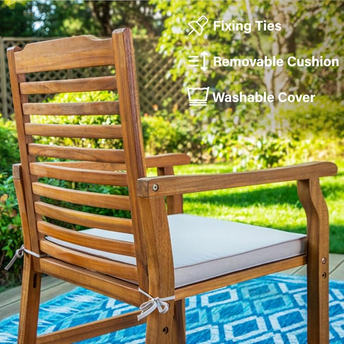 PHI VILLA 9 Pieces Acacia Wood Patio Dining Set - Image 5