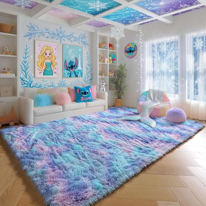 PAGISOFE Plush Rainbow Mermaid Rugs - Image 3