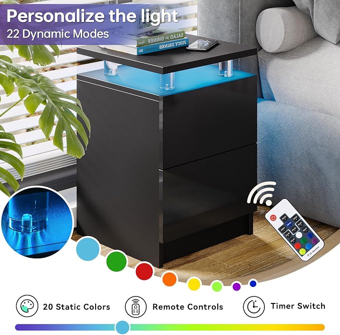 3-Piece Modern Living Room Table Set, Includes LED Coffee Table and End Tables - Image 6