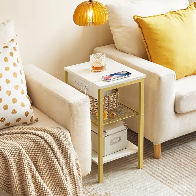 HOOBRO Side Table with Charging Station and USB Port, Small End Table - Image 7