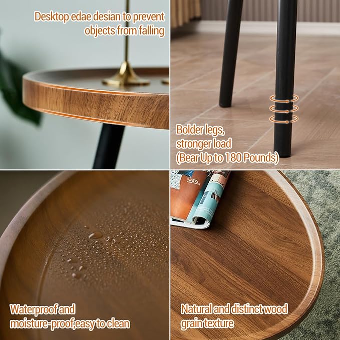 Nesting Coffee Table Set of 2, Walnut Coffee Tables - Image 8