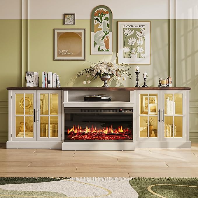 98" Farmhouse TV Stand with 36" Fireplace - Image 2