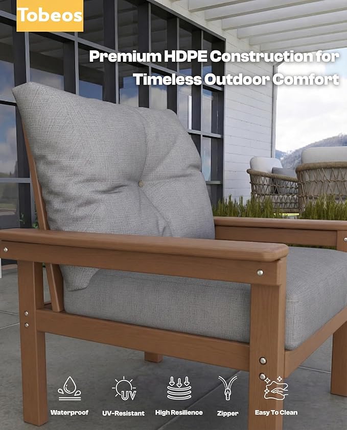 HDPE 10 Piece Outdoor Patio Furniture Set, All-Weather Outdoor Couch Set - Image 7