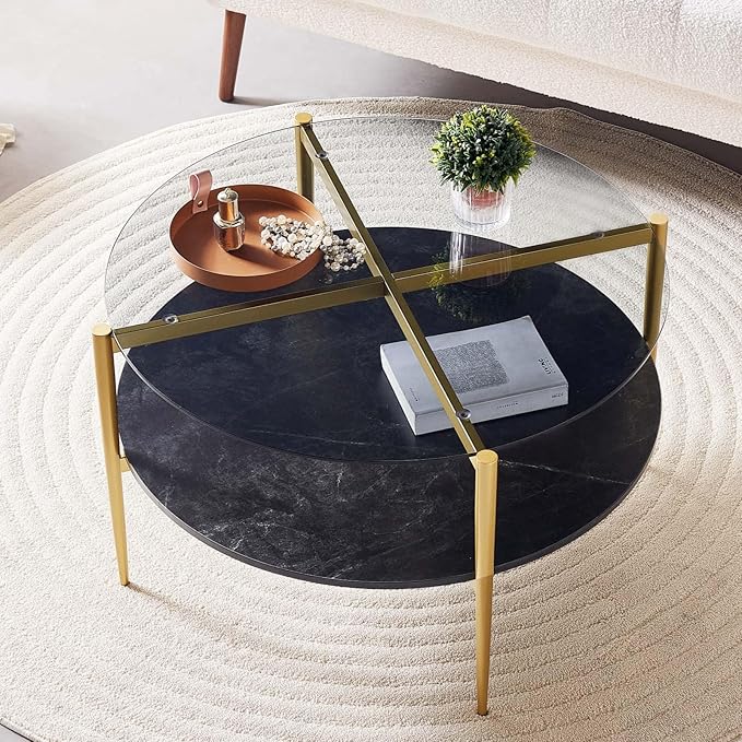 LumFurn Round Coffee Table for Living Room, Mid-Century Modern Design, D30 x H17 by LumFurn