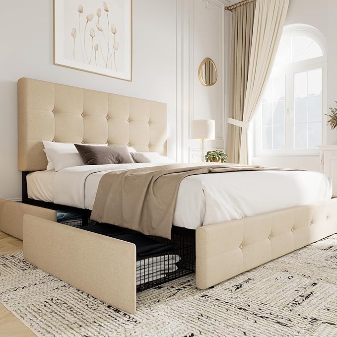 Allewie Upholstered Queen Size Platform Bed Frame by Allewie