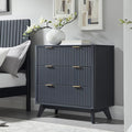 T4TREAM Fluted 3 Drawers Nightstand, Oversized Extra Large Modern Side Table by T4TREAMFurniture