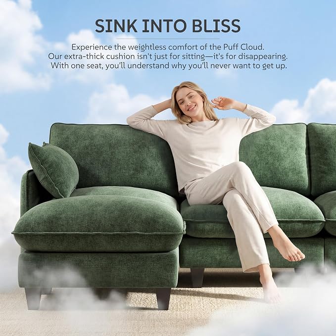 Ihanherry 141" Oversized V-Shaped Modular Sectional Couch, 9-Seater Cloud Sofa - Image 3