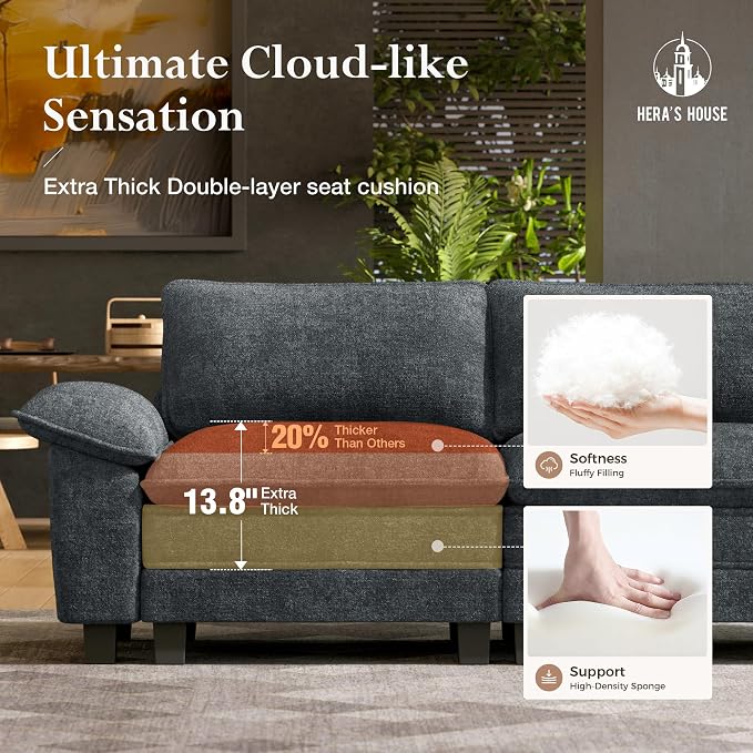 HERA'S HOUSE 88" Modular Sectional Sofa, L Shaped Couches - Image 3
