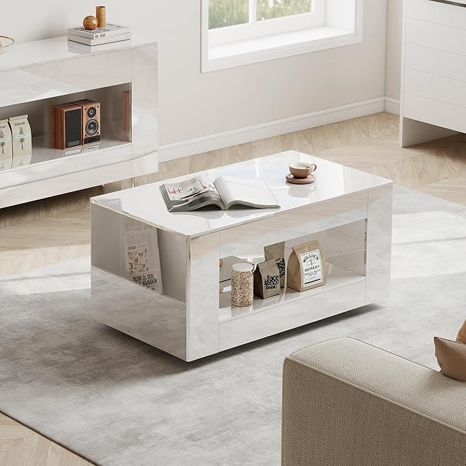 39" High Gloss Wood Coffee Table - Image 7