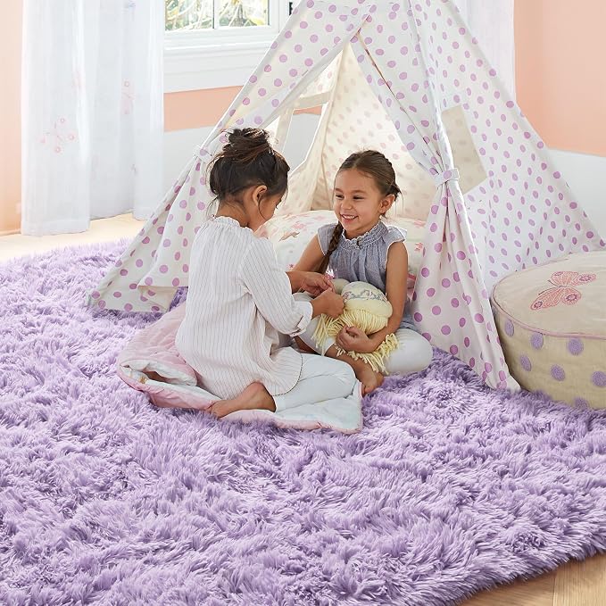 PAGISOFE Fluffy Soft Purple Rug 4' x 6' Rug, Shaggy Rugs - Image 2
