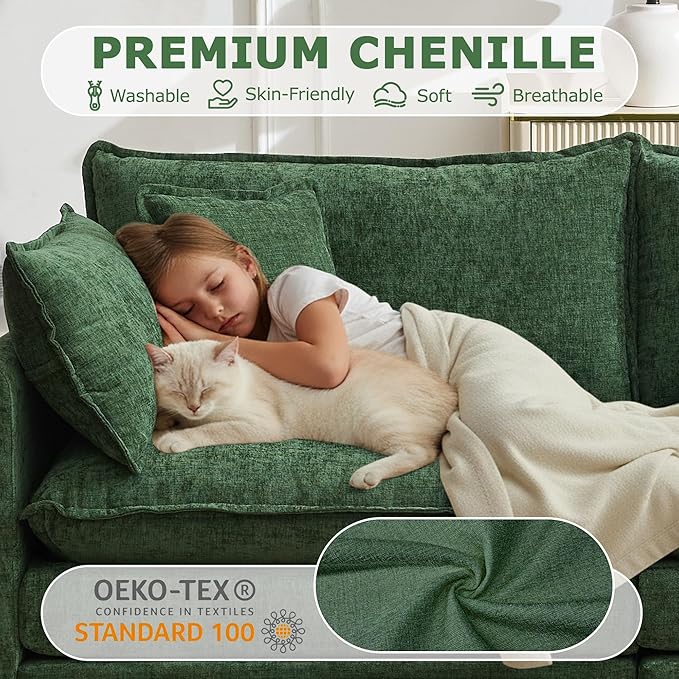 78" Modular Sectional Sofa, Cloud Couch Loveseat Sofa, Deep Seat Washable - Image 4