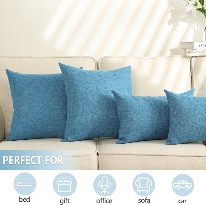 Stellhome Pack of 2 Linen Throw Pillow Covers Solid Fall Decorative Cushion - Image 5
