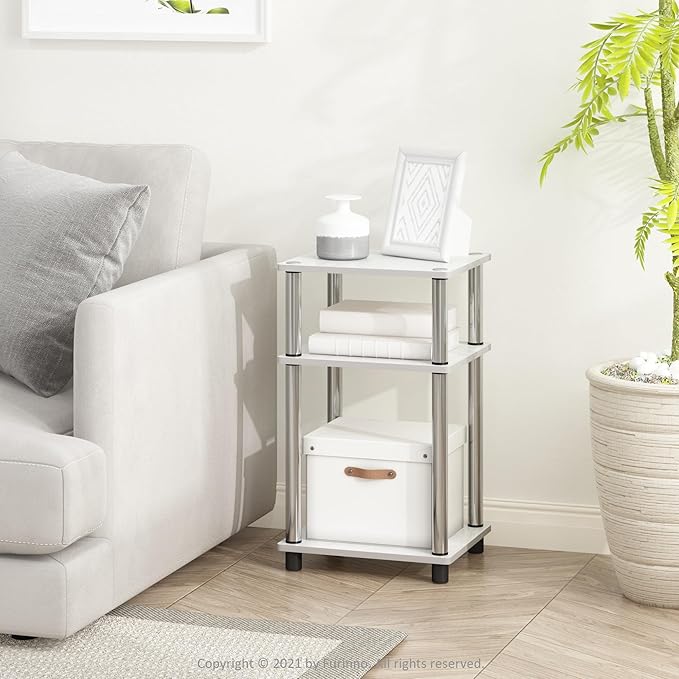 Furinno JUST Side Table Set of 2, 3-Tier Modern End Tables, Open Shelves Night - Image 2