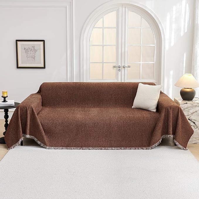 MYSKY HOME Chocolate Couch Cover Non Slip Dog Sectional Sofa Cover - Image 9