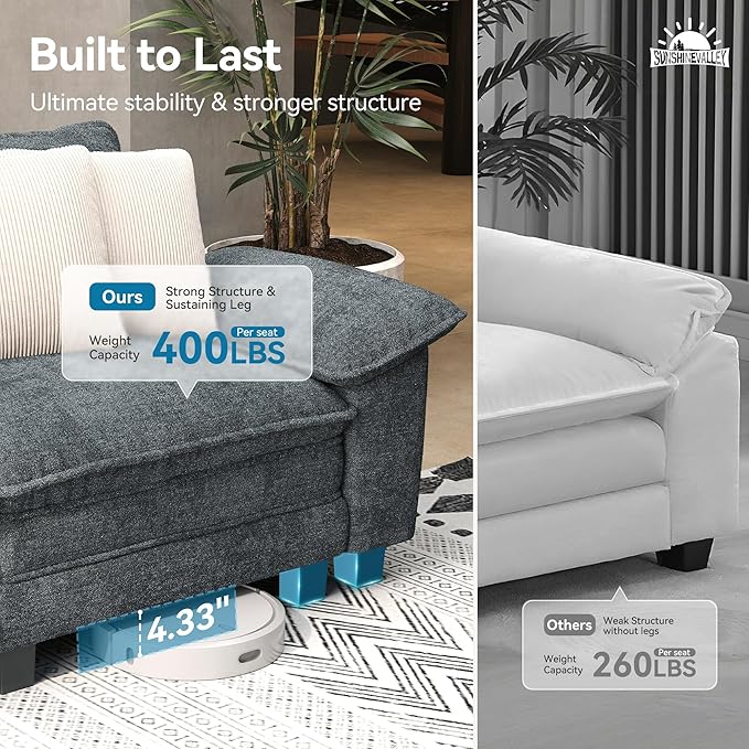 SUNSHINE VALLEY Oversized Loveseat Couch and Chair Set, Modern Modular Cloud - Image 6