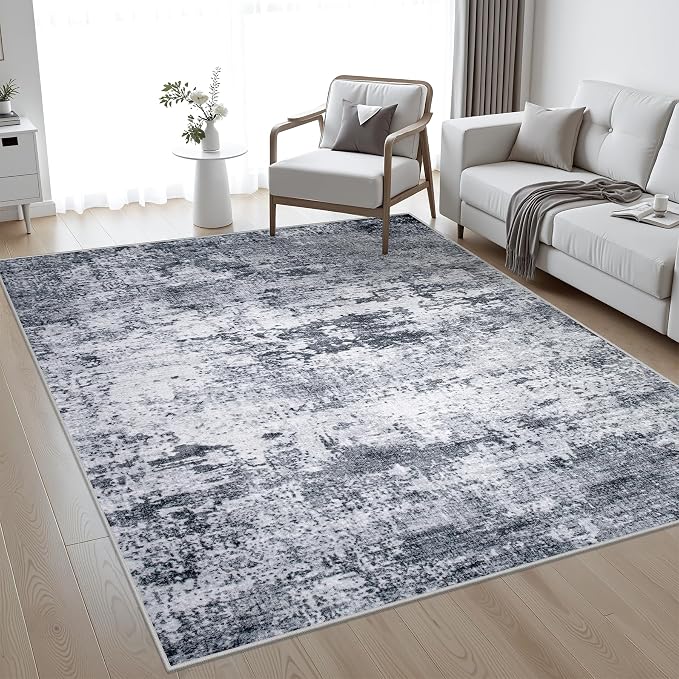 10x12 Area Rug Living Room Rug: Washable Modern Abstract Soft Thin Rug Indoor - Image 2