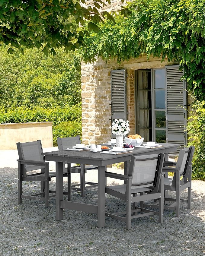 SERWALL 5 Piece Patio Dining Sets, Outdoor HDPE Dining Furniture Set - Image 7
