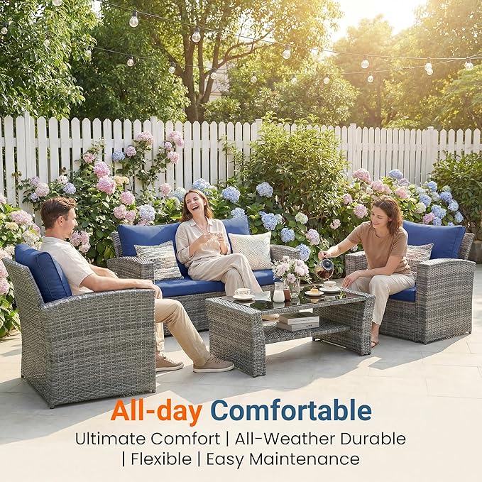 Wisteria Lane Patio Furniture Set, Wicker Outside Outdoor Furniture - Image 3
