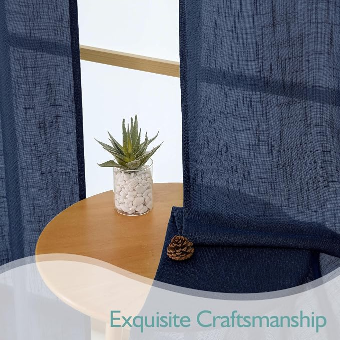 Chyhomenyc Navy Blue Semi Sheer Curtains 96 Inches Long 2 Panels - Image 6