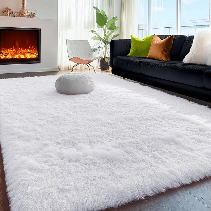 PAGISOFE Soft Comfy White Area Rugs by PAGISOFE