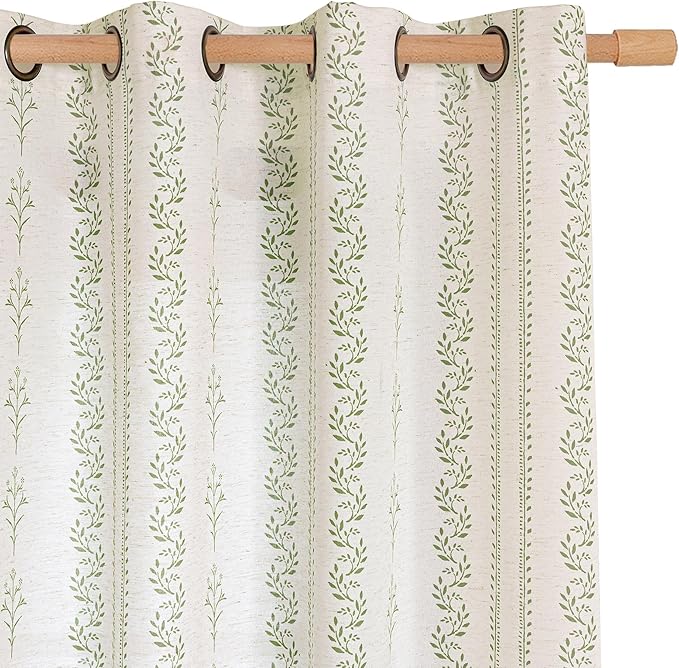 BGment Green Curtains Spring Leaf Floral Print Cottage Core Botanical Curtains by BGment