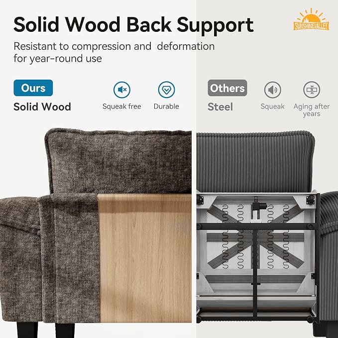 SUNSHINE VALLEY 3 Piece Living Room Sofa Furniture Set, Chenille Modular - Image 5