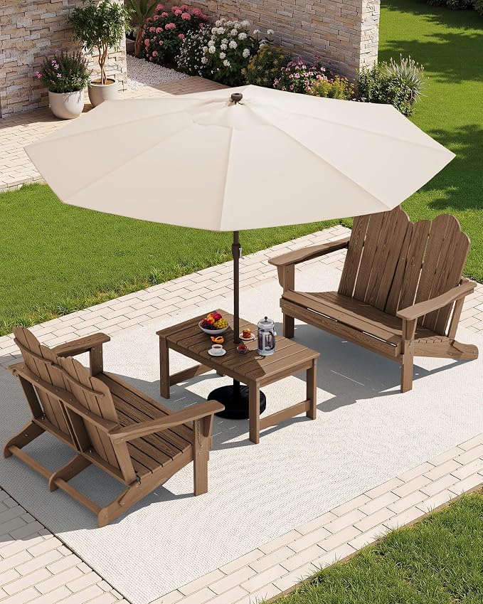 SERWALL Folding Adirondack Bench, HDPE All-Weather Adirondack Loveseat Set of 2 - Image 10