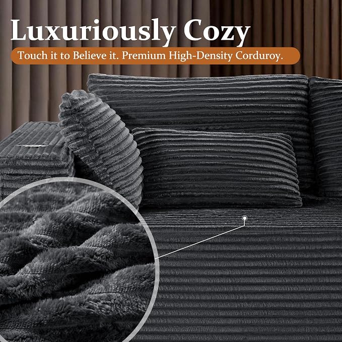 138" Oversized Cloud Sectional Couch, Comfort U Shaped Boneless Couch - Image 8
