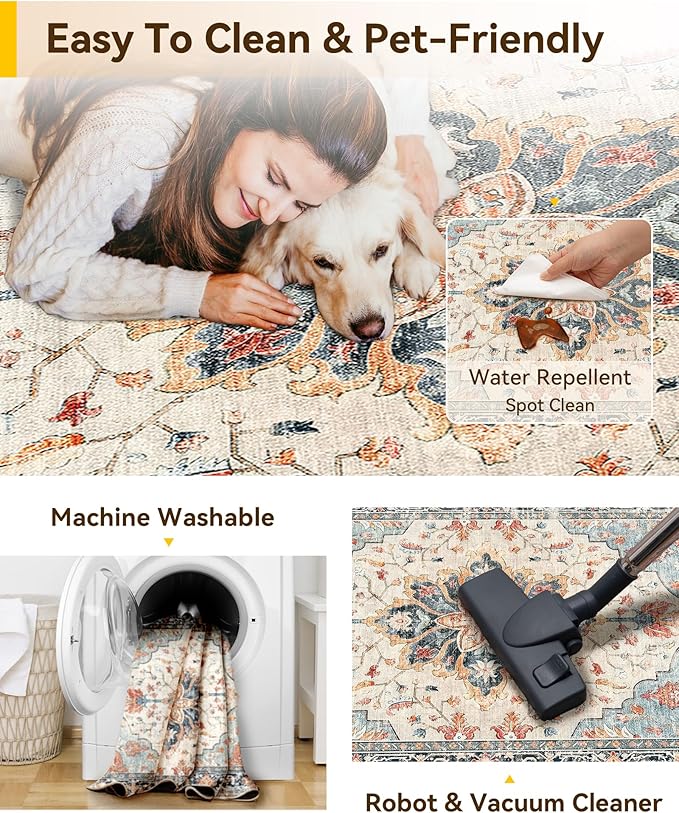 RELEANY Area Rugs 3'x7' Runner Rug Non Slip Washable - Image 5