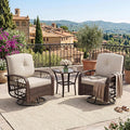 3-Piece Outdoor Patio Furniture Set, 2 Swivel Rocking Chairs and Tempered Glass by GAOMON