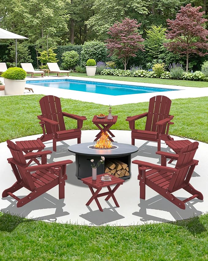 SERWALL Folding Adirondack Side Table, HDPE Small Outdoor Table, No Assembly - Image 12