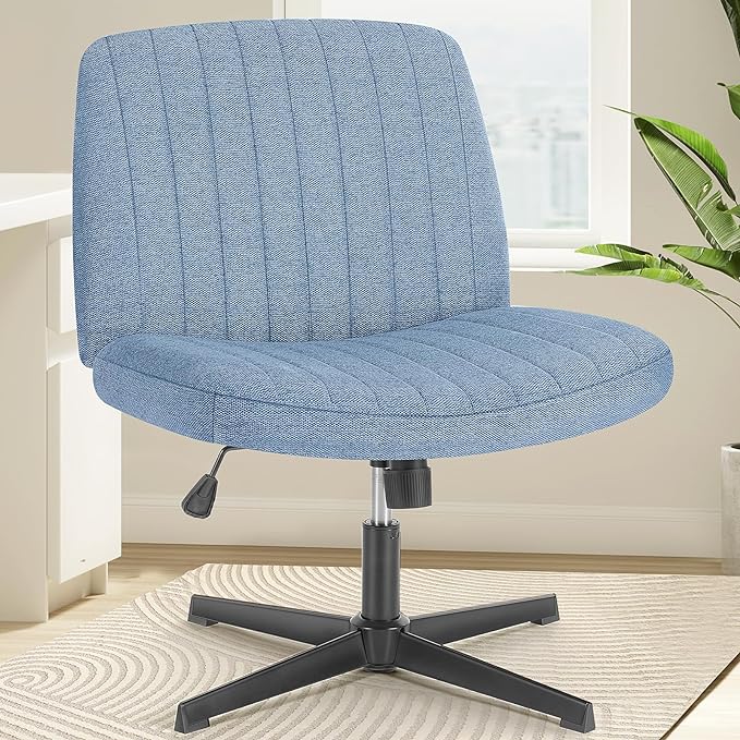 OLIXIS Criss Cross Legged Chairs Armless No Wheels Wide Seat Height Adjustable - Image 2