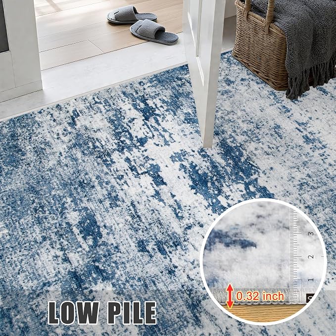 Washable Area Rug 3x8 Entryway Rug: Washable Modern Abstract Soft Thin Rug - Image 7