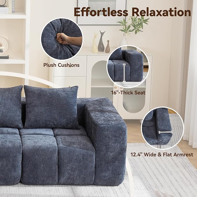 160" Oversized 6 Seater Boneless Couch, Comfy Cloud Modular Sectional Sofa - Image 5