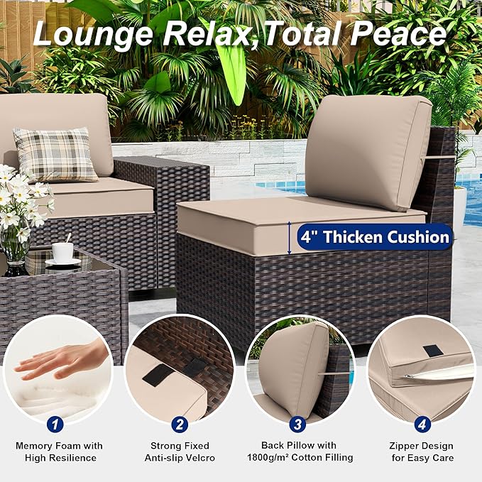 Outdoor Patio Furniture Set, 12 Pieces Outdoor Sectional Furniture High - Image 4