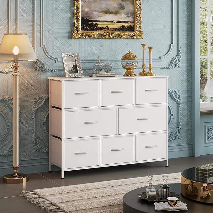 WLIVE 8 Drawer Dresser for Bedroom, Fabric White Dresser - Image 2