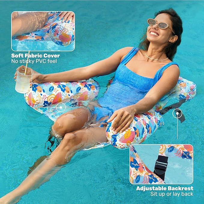 SLOOSH Inflatable Pool Floats Adult, 2 Packs Floating Lounge Chairs, Blow up - Image 4