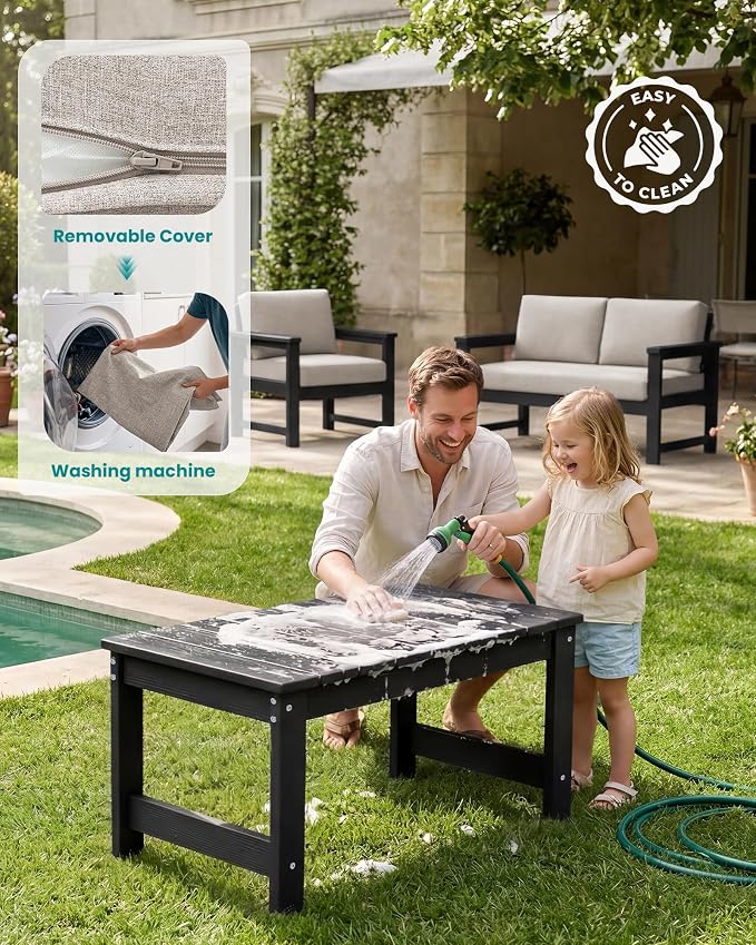 SERWALL Black HDPE Outdoor Loveseat - Image 6