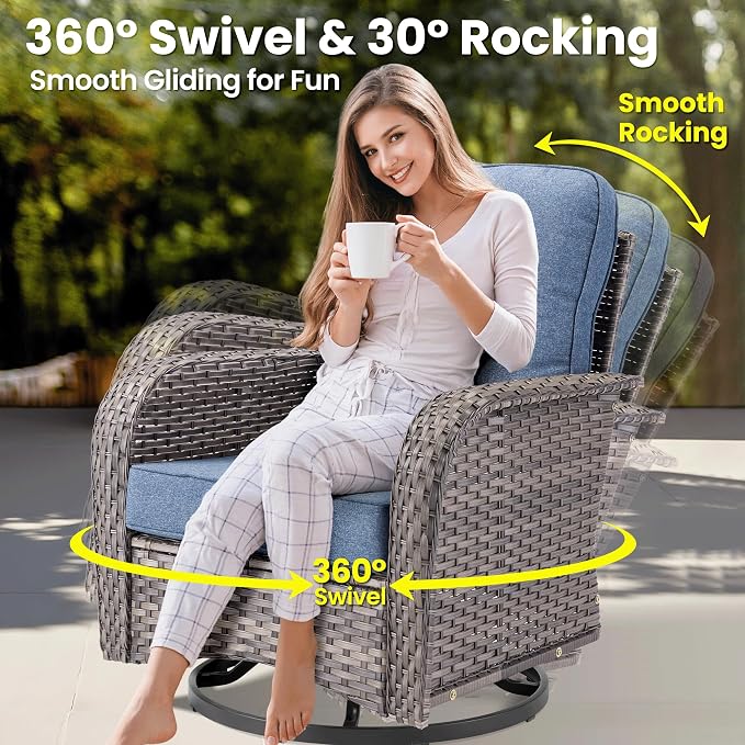 ovios 8 Pieces Patio Furniture Set, Outdoor Wicker Sofa Couch - Image 2