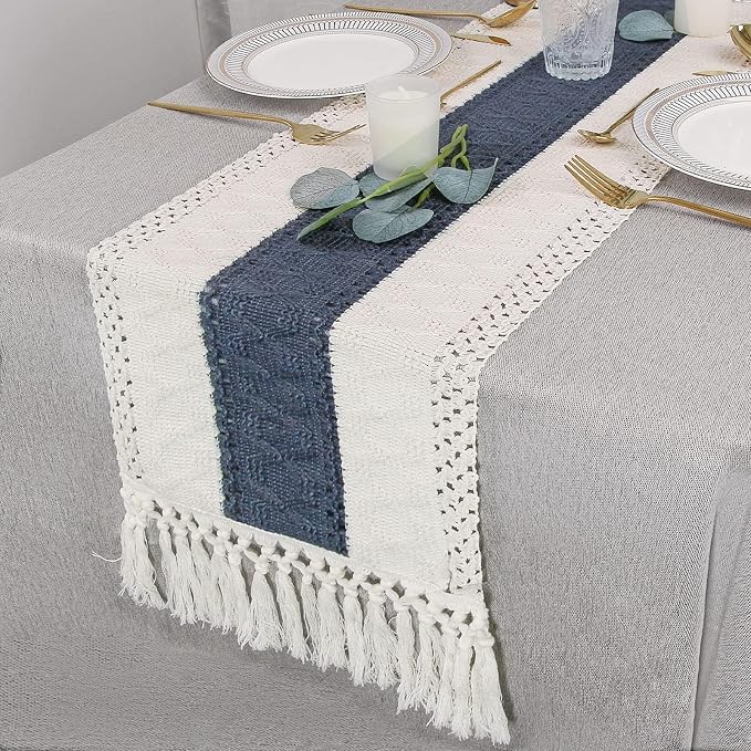 FEXIA Boho Blue Table Runner 72 Inches Long - Image 5