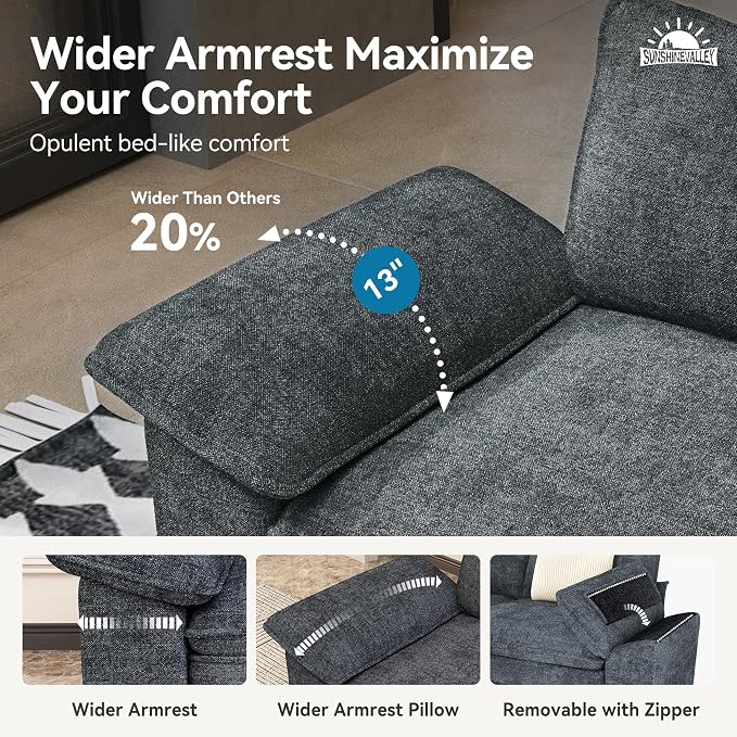 SUNSHINE VALLEY Sofa and Loveseat Set, Oversized Chenille Modular Love seat and - Image 5