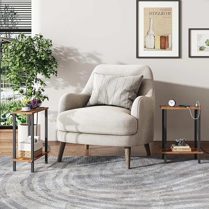TUTOTAK Small End Table with Charging Station, Narrow Side Table with USB Ports - Image 6
