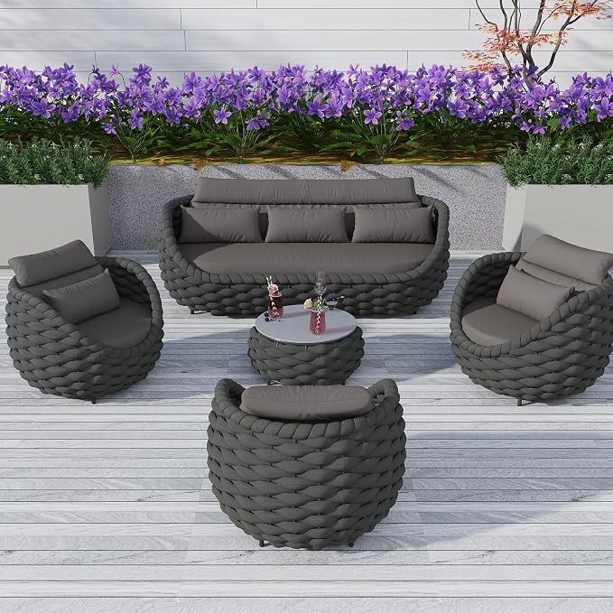 TWT Outdoor Patio Furniture Set-6 Pieces Aluminum Sectional Sofa, Metal Patio - Image 9