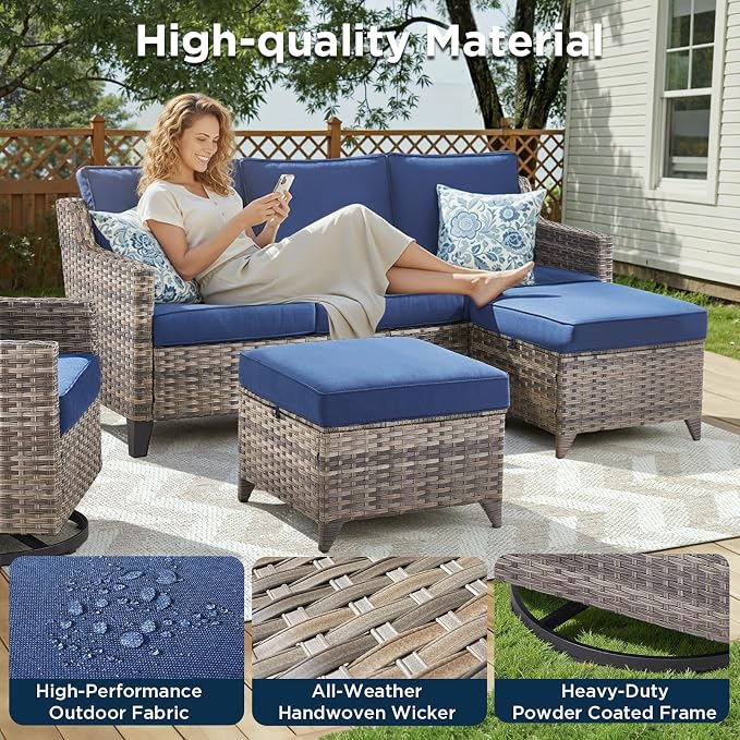 Outdoor Patio Furniture Set-7 Pieces All-Weather Wicker Outdoor Furniture - Image 3