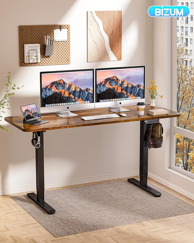 BIZUM Electric Standing Desk 63 x 24 Inch Computer Desk-Gaming Desk Rustic - Image 2