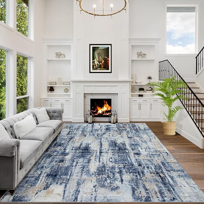 6x9 Area Rugs Washable Rug: Large Modern Abstract Living Room Rug Soft by GENTDRIZZ