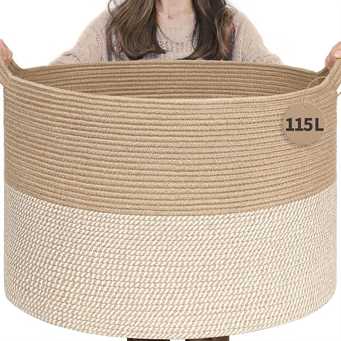 INDRESSME 115L Extra Large Woven Baskets by INDRESSME