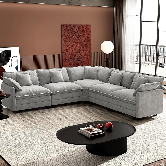 Ihanherry 114" V-Shaped Modern Sofa Modular Sectional Cloud Couch by iHanHerry