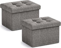 Ornavo Home Small Storage Ottoman, Foldable Collapsible Rectangle Linen Ottoman by OrnavoHome