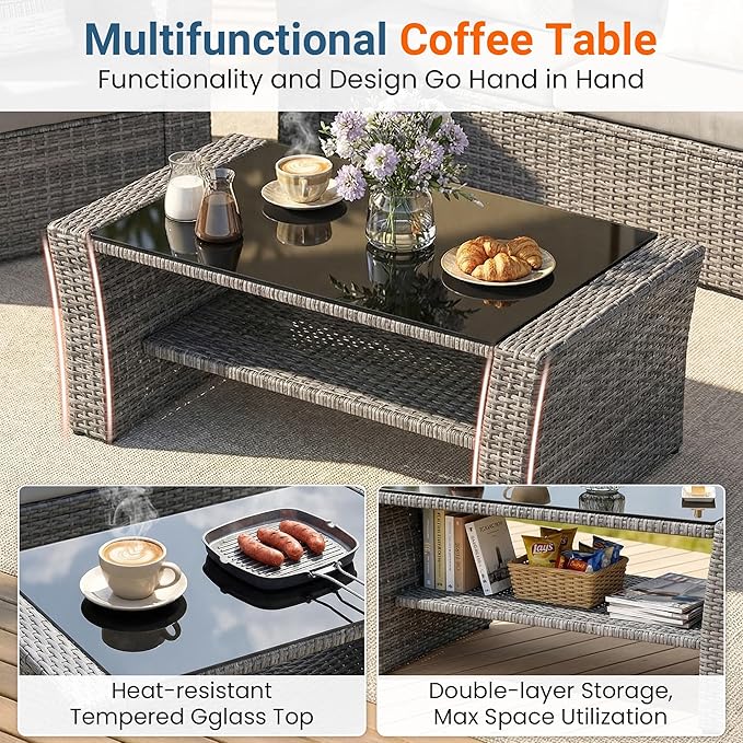 Wisteria Lane Patio Furniture Set, Wicker Outside Outdoor Furniture - Image 6